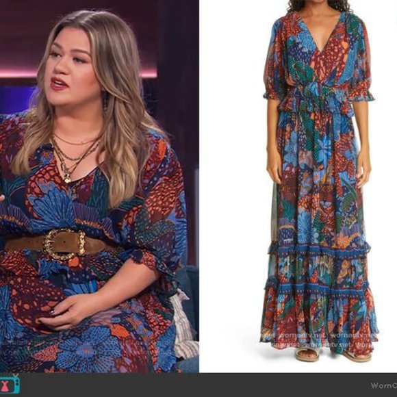 New without tags FARM RIO Leopard Ruffle Maxi Dress (S) - Picture 2 of 15